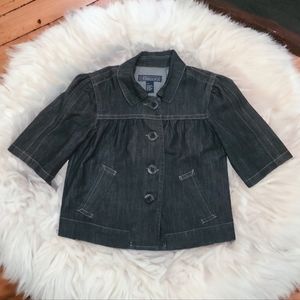 Baccini Women's Dark Blue Jean Button Down Short Sleeve Jacket Size Large